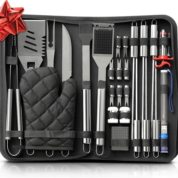 Stainless Steel BBQ Grill Tool Set with Black Case - Picture 1 of 3